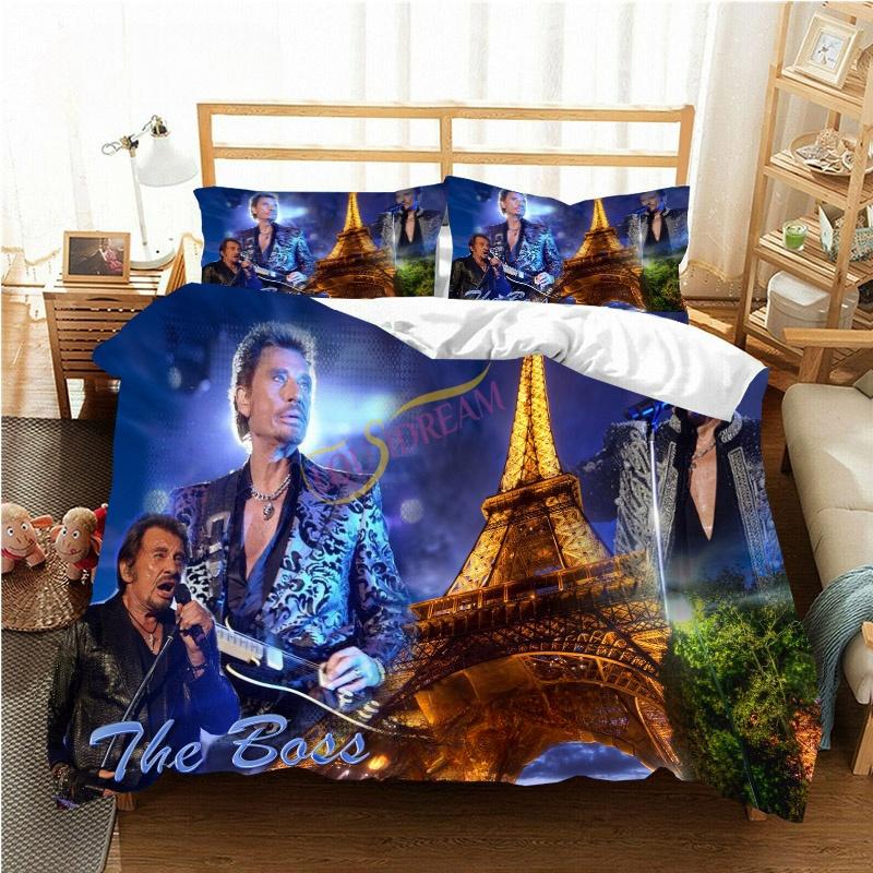 Francia Cantante Rock J-Johnny H-Hallyday Set Biancheria da Letto Singolo Twin Full Queen King Size Set Letto Adulto Bambino Camera da Letto Set Copripiumino