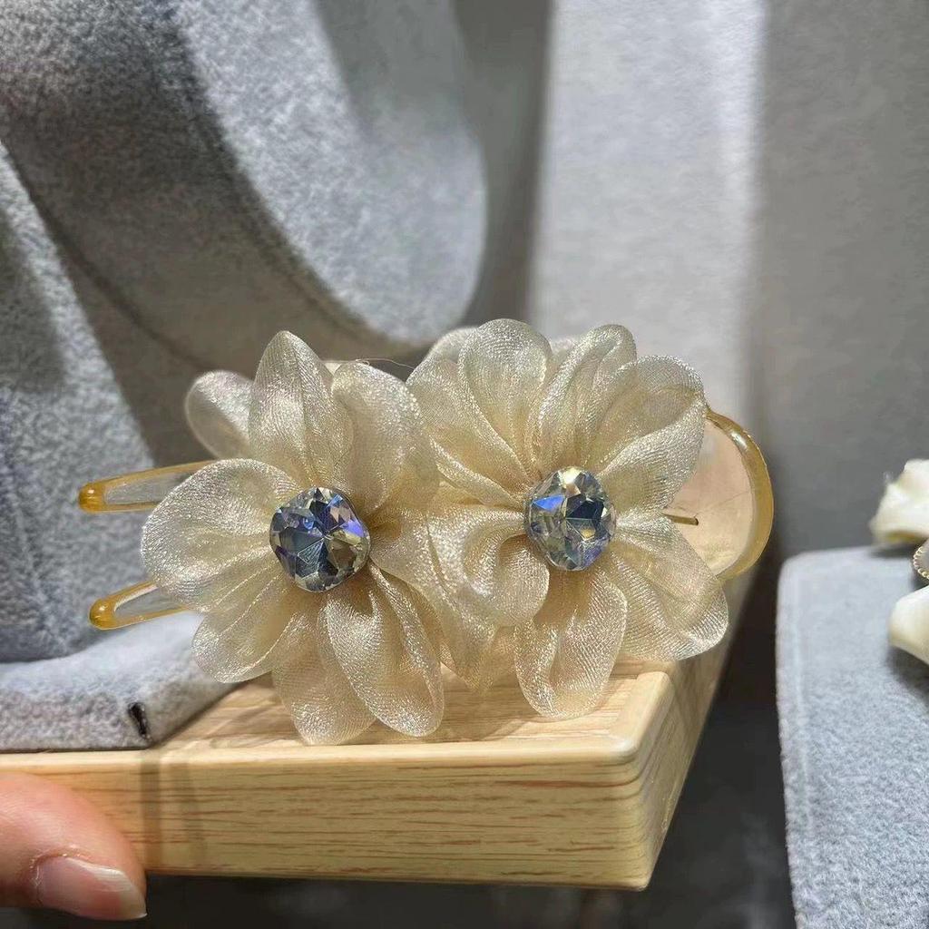 Luxury Double Flower Ponytail Hairpin Bow Claw Clip – Large Shark Clip Hair Accessory