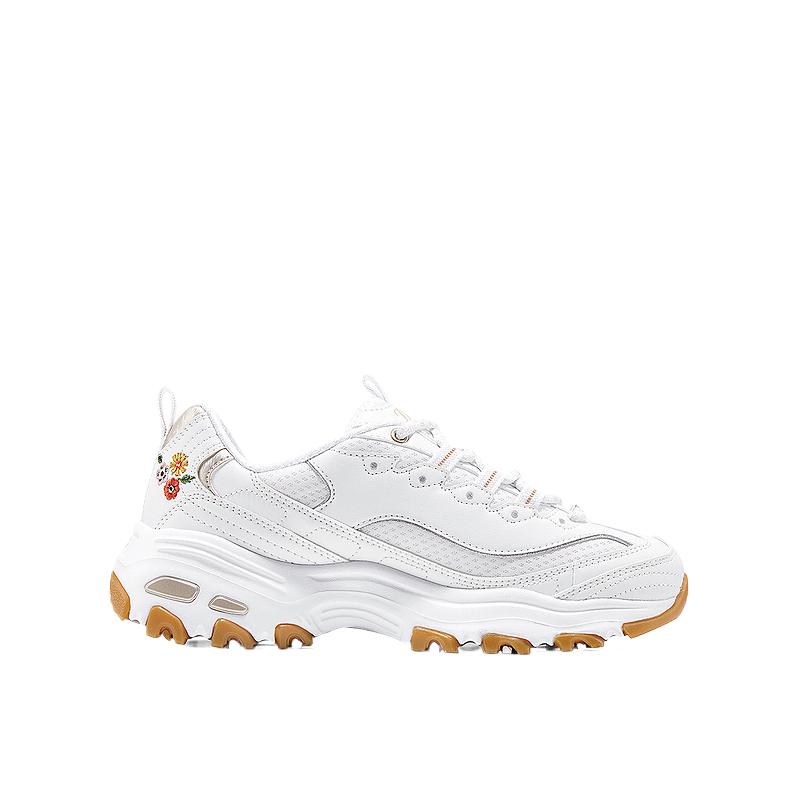 Skechers DLites Cómodas de Moda Minimalistas Versátiles de Caña Baja Zapatillas Papá para Mujer Blancas 150553-WHT