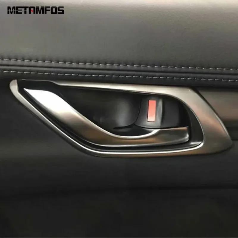 Interior Door Handle Bowl Panel Cover Trim For Mazda CX-5 CX5 KF CX-8 CX8 2017- 2024 Carbon Fiber Accessories Car Styling