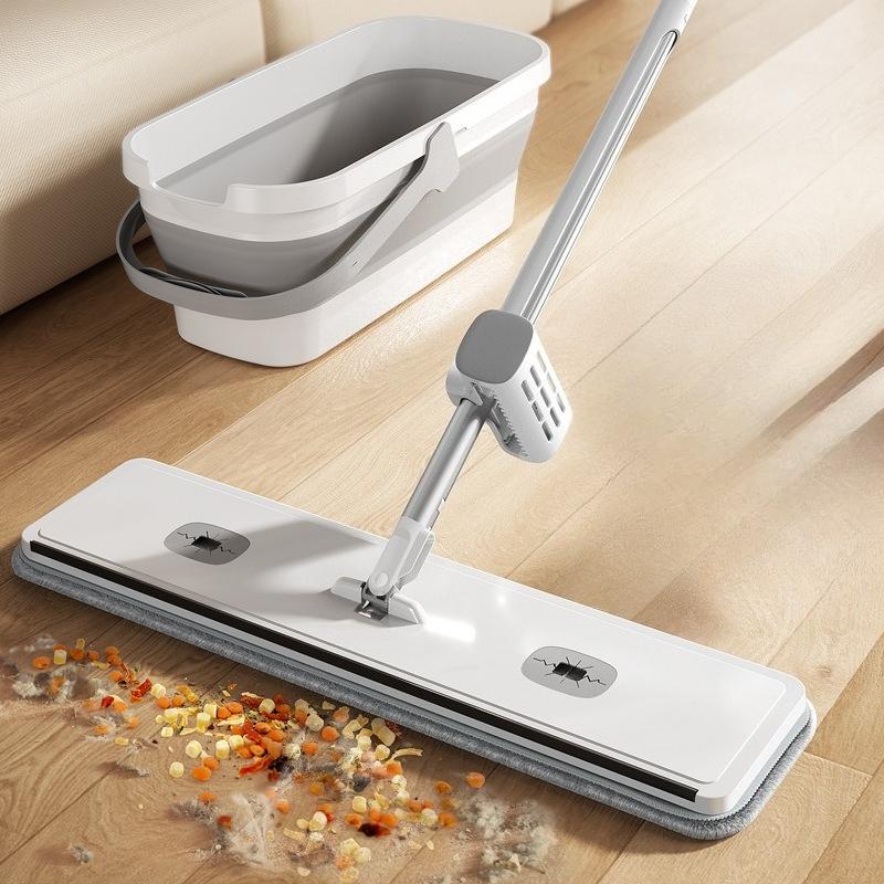 Self-Cleaning Squeeze Mop 360° Rotatable Flat Floor Mops Lazy Mop Microfiber Mop Floor Cleaning Supply for Living Room Bathroom