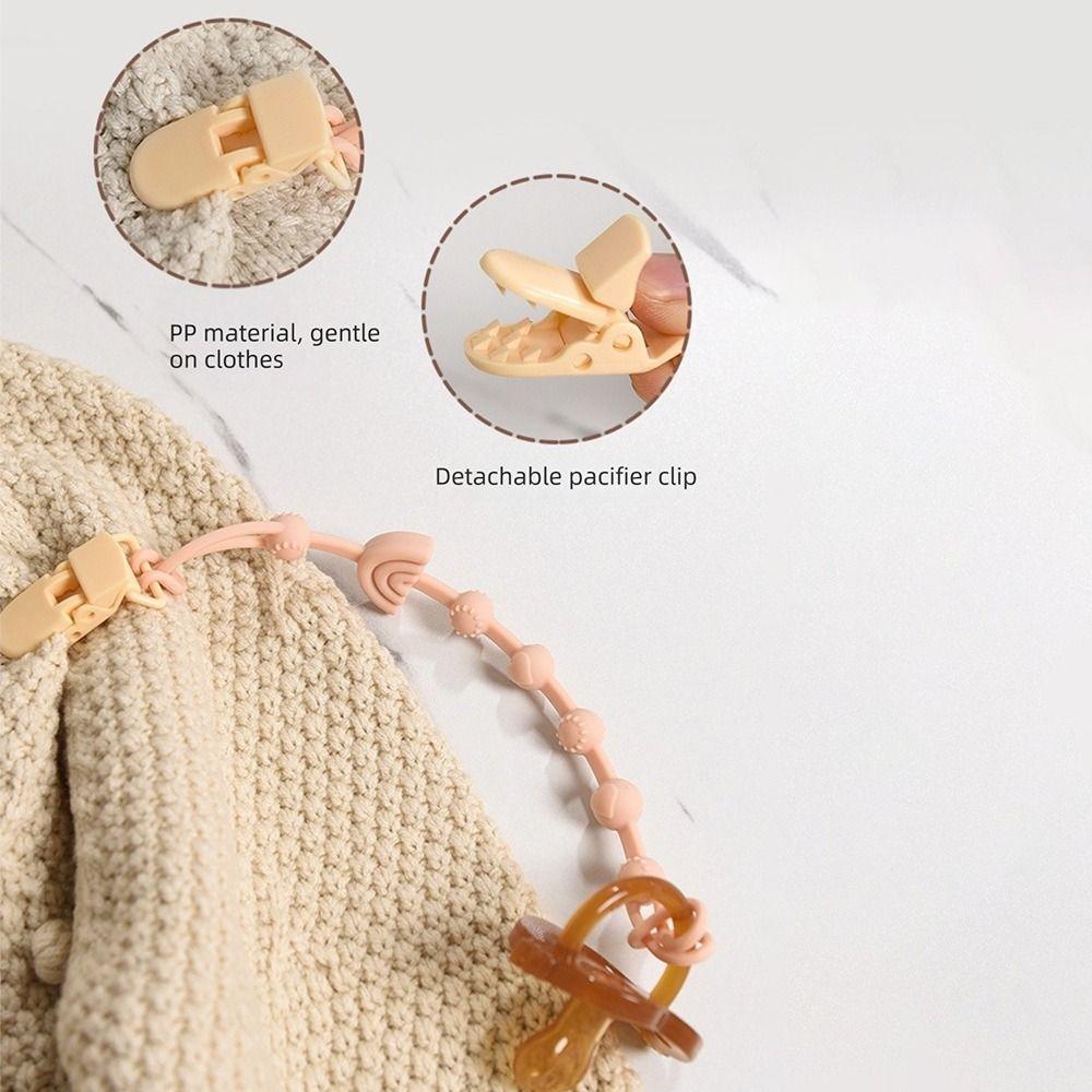 Anti-Lost Baby Pacifier Clip Solid Color Dummy Chain Silicone Pacifier Chain Newborn Infant Baby