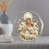 Decoração de Mesa de Acrílico Contemporânea 2D Plana da Virgem Maria e Menino Jesus, Aura Dourada e Rosas Brancas, Adequado para decoração de parede, varanda, quarto, villa,