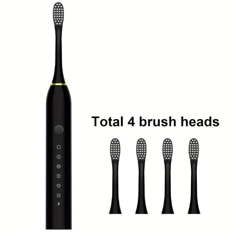 1set Multifunctional Electric Toothbrush, 6 Modes, Waterproof, USB Charging, Full Mouth Cleaning, with Replacement Brush Heads, Portable