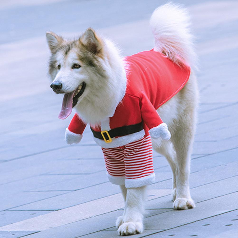 1Set Xmas Pet Clothes Polyester Santa Dog Costume Hat Christmas Party Winter Cozy Outfit Xmas Party Pet Clothing