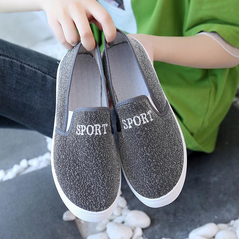 Dámské letní lehké boty Dámské prodyšné látkové ploché boty Protiskluzová měkká podrážka Všestranné protiskluzové ležérní boty