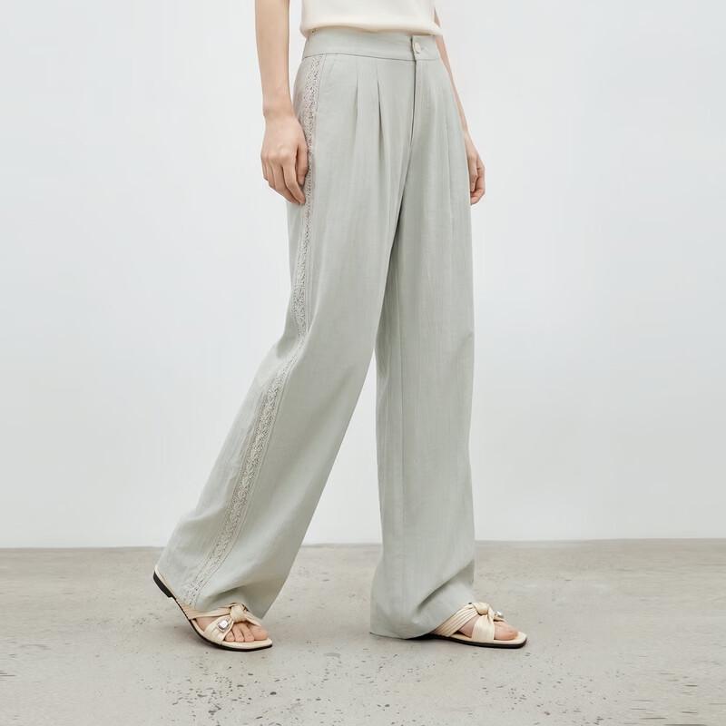 Women s High-Waisted Wide-Leg Lace Panel Pants S