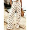 Floral Print Wide Leg Women Pants Spring Drawstring Bohemia Trousers Lady Casual Loose Elastic Waist Pantalonsw Plus Size