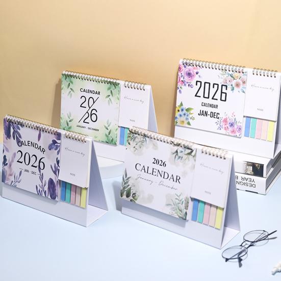2026 Desk Calendar Small Standing Flip Desktop Calendar Jan. 2026 - Dec. 2026 12 Months Calender with Sticky Note And Memo Pages for Home School