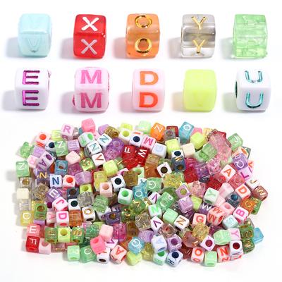 100pcs/lot 6mm Acrylic Square Alphabet Beads Colored Loose Plastic Letter Beads For DIY Bracelet Necklace Jewelry Accessories
