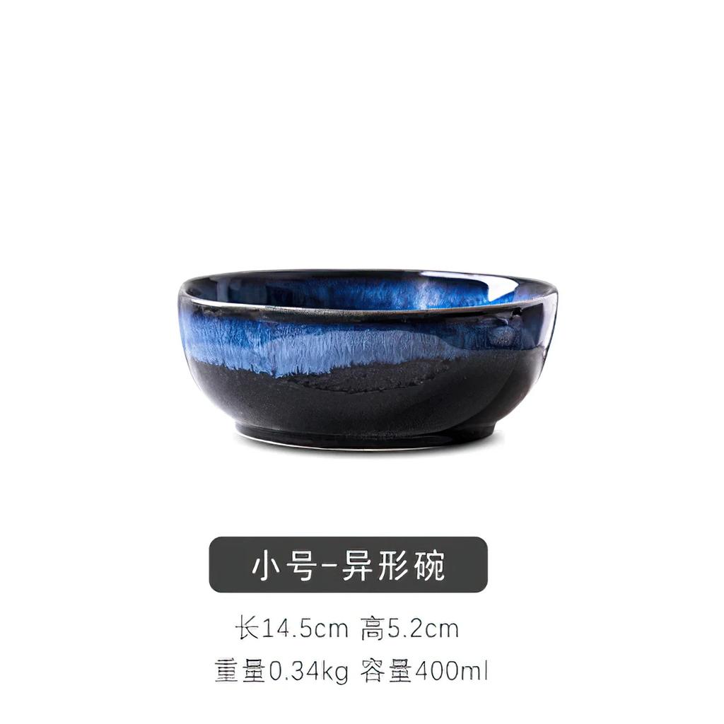 1 Pcs Bone China Bowl Tableware Blue Janpan Rice Soup Dinner Service Retro Ceramic Dinnerware Restaurant Home Kitchen Supplies