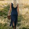 Women’s Sleeveless Western Style Dress with Fitted and Hem Retro Design Zipper Front