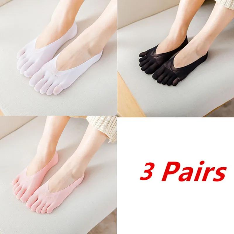 1/3/5 Pairs/Lot Women Summer Five-Finger Socks Ultrathin Funny Toe Invisible Boat Sokken Silicone Breathable Short Low Ankle Sox