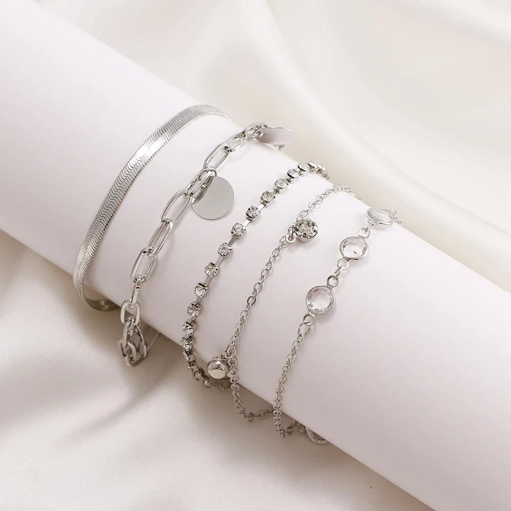 3PCS Fashion Thick Chain Link Bracelets for Women Vintage Snake Chain Gold Color Silver Color Bangles Bracelets Set Punk Jewelry
