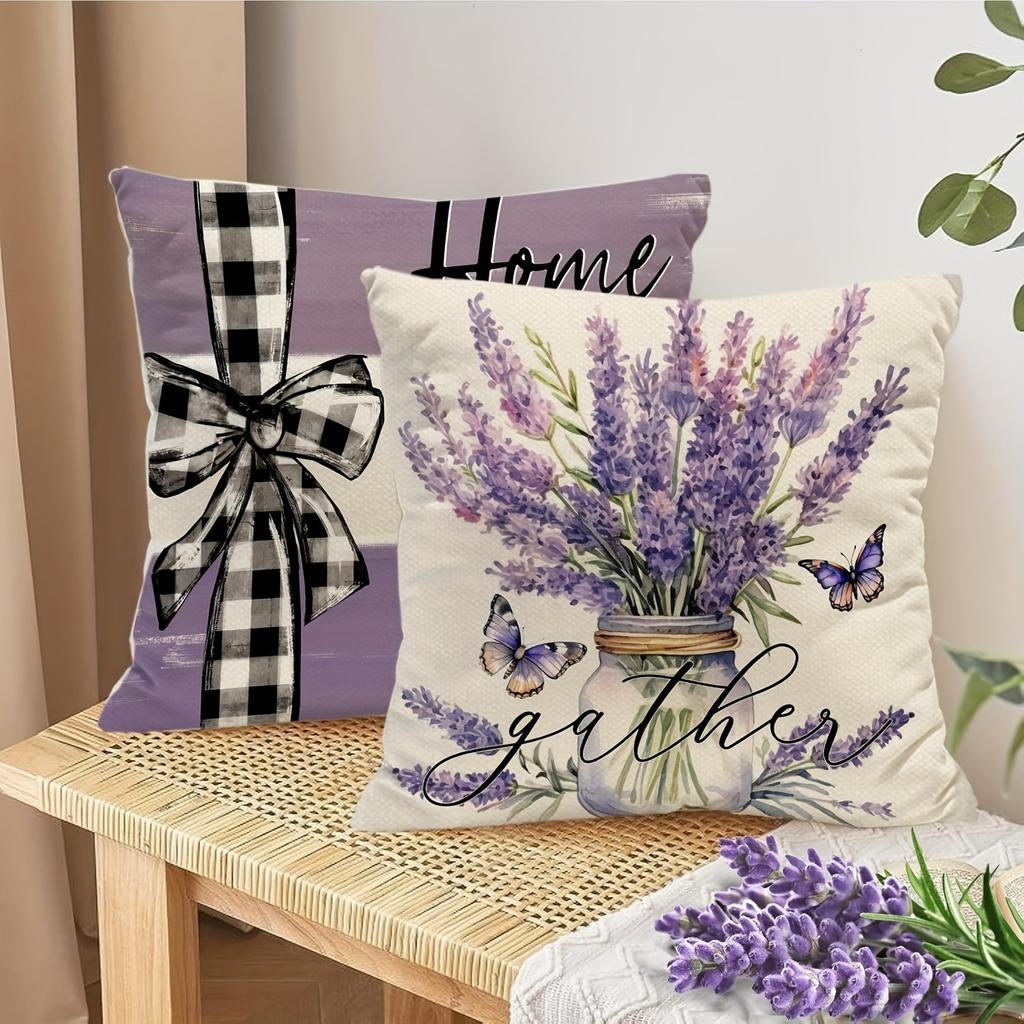 Vintage Purple Flower Pattern Home Decor Pillowcase Bedroom Living Room Sofa Decoration Polyester Cushion Cover with Zipper