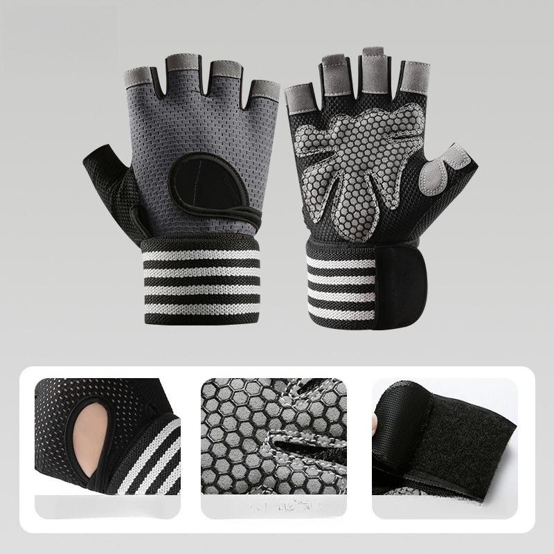 

Мужские дышащие нескользящие с защитой запястья тренажерные для тяжелой атлетики с гантелями женские полупалые спортивные для улицы велоспорта фитнеса M