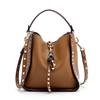 Senior Luxury Women's Single Shoulder Crossbody Bag Leather Lychee Rivet Fashion Senior Leisure Hot Bucket Bag Handbag