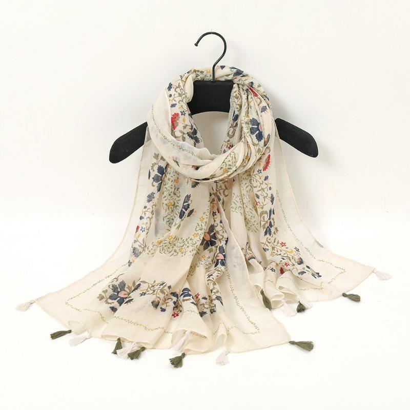 Autumn and winter small fresh rendering ink painting butterfly printing warm shawl, travel beach towel cotton and linen feel scarf