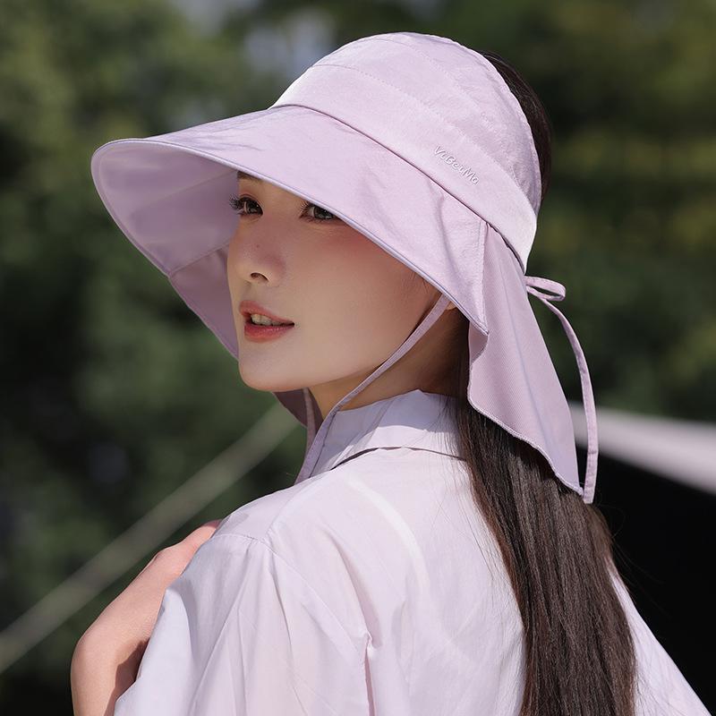 Wide-brimmed open-top sun protection hat for women, summer outdoor breathable UV protection sun hat, hiking and mountaineering shawl hat