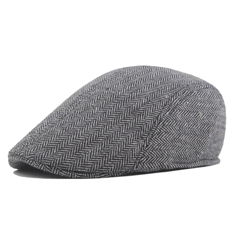 2025 Men s Cotton Plaid Berets Caps for Men Women Middle-Aged Autumn Winter Hats Boina Herringbone Baker Tweed Boy Hat