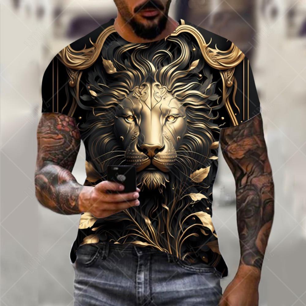 Men's Lion T-shirt Fashion 3d Printed T Shirt Animal Pattern Short-sleeved Oversized Streetwear Tees Summer Casual Men's Tops