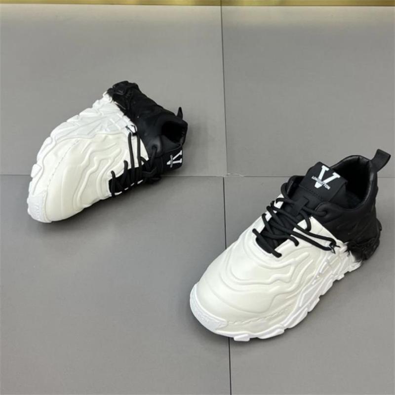 Men's Summer and Autumn Dad Shoes Thick-soled Leather Casual Shoes Gradient Student Shoes