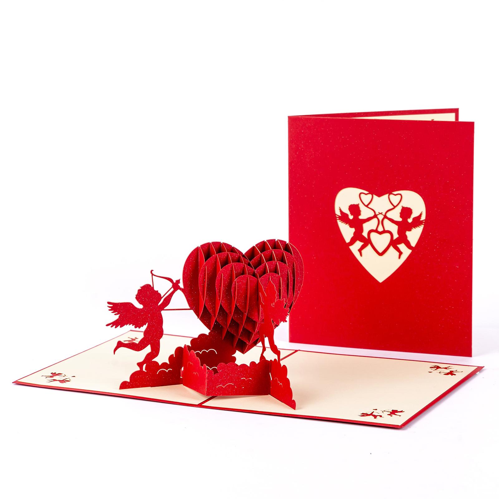 3D Paper Sculpture Invitation Card One Size красный