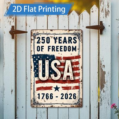 D Flat xInch Aluminum Metal Sign Patriotic Flag Wall Art Decor for Porch Bar Garden Outdoor