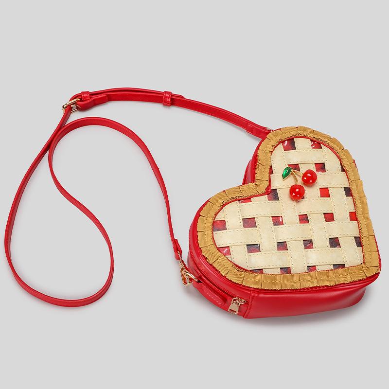 Fashion Sweet Love Heart Shaped Shoulder Bag Niche Creative Crossbody Bag Cherry Cream Cake Box Bag For Women Gifts