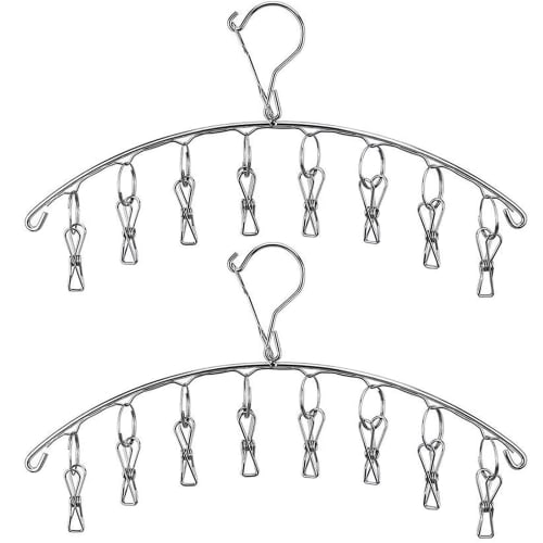 Skoad Clothes Drying Pegs, Stainless Steel Clothes Hangers, Sock Hangers, Clothespin Hangers, Laundry Pegs, Hooks, Pegs, Strong Spring, Windproof, Fit