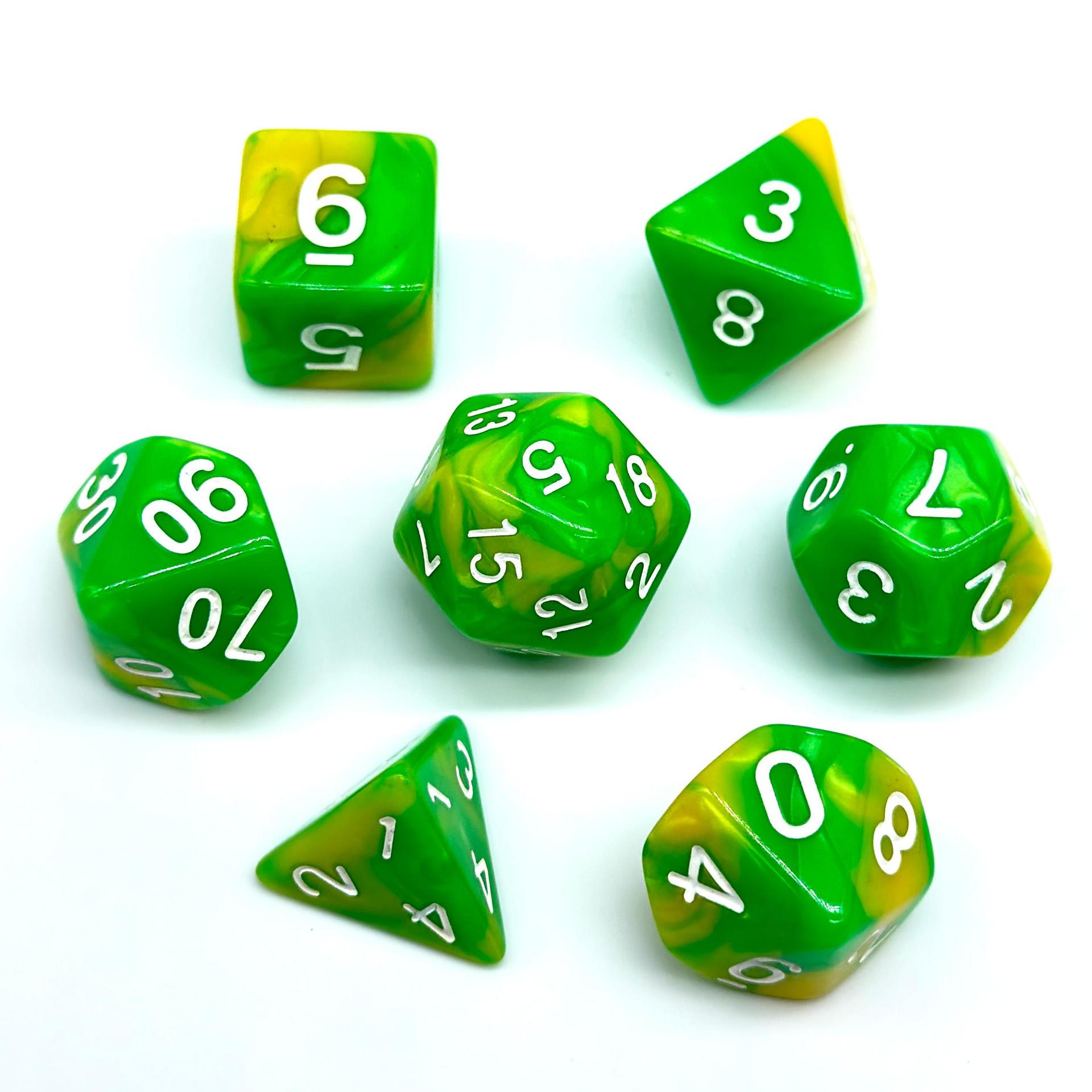 

Elegant Two-Color 7-Piece DND Dice Set for Tabletop RPGs