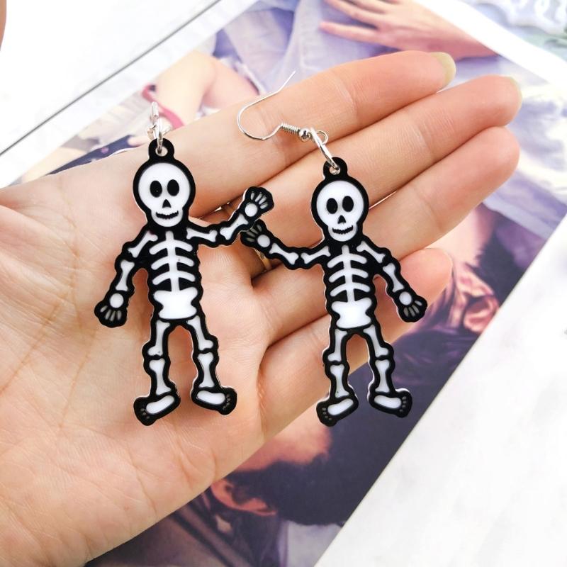 Geometric Human Skeleton Earring Epoxy Resin Silicone Mold Luggage Bag Tags Casting Molds with Hole for DIY Crafts