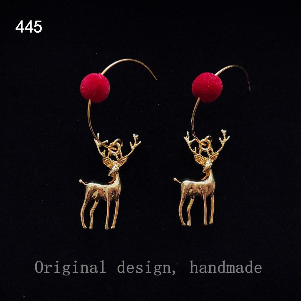 

Merry Christmas 14K Gold Reindeer Sparkling Earrings - Trendy Women s European & American Style