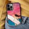 Surfboard Surfing Art Surf Girl Soft Phone Case for iPhone 17 Air 16e Pro Max 15 Pro 13 14 Plus 11 12 MagSafe Magnetic Coque