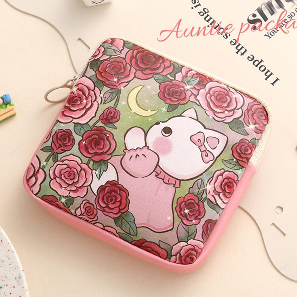 Portable Zipper Pouch Sanitary Pads Bag Large Capacity Multipurpose Coin Purse Cosmetic Bag Travel