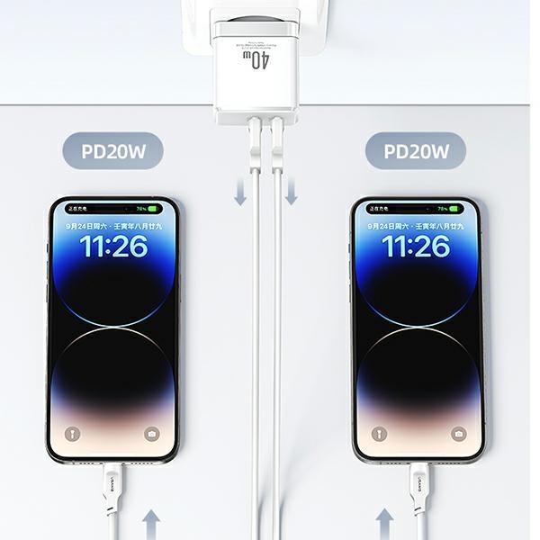 Usams Ład. Siec. 2Xusb-C T54 Gan 40W(Only Head) Pd Fast Charging Czarny/Black Cc172Tc01 (Us-Cc172)