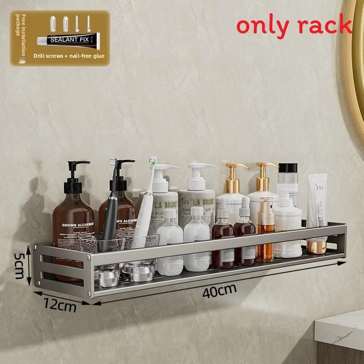 Space Aluminum Bathroom Wall Shelf With Hooks And Oxidized Finish For Toilet Storage