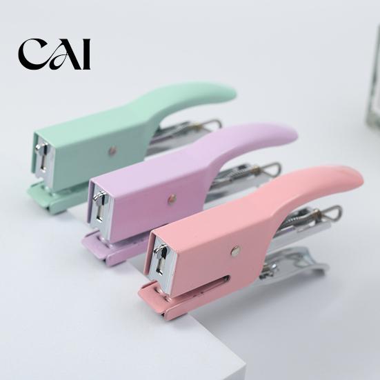 Heavy Duty Stapler for School Mini Handheld Stapler, with Ergonomic Curved Design, Macaron Supply Essentials Colored Compact Metal Daily Document