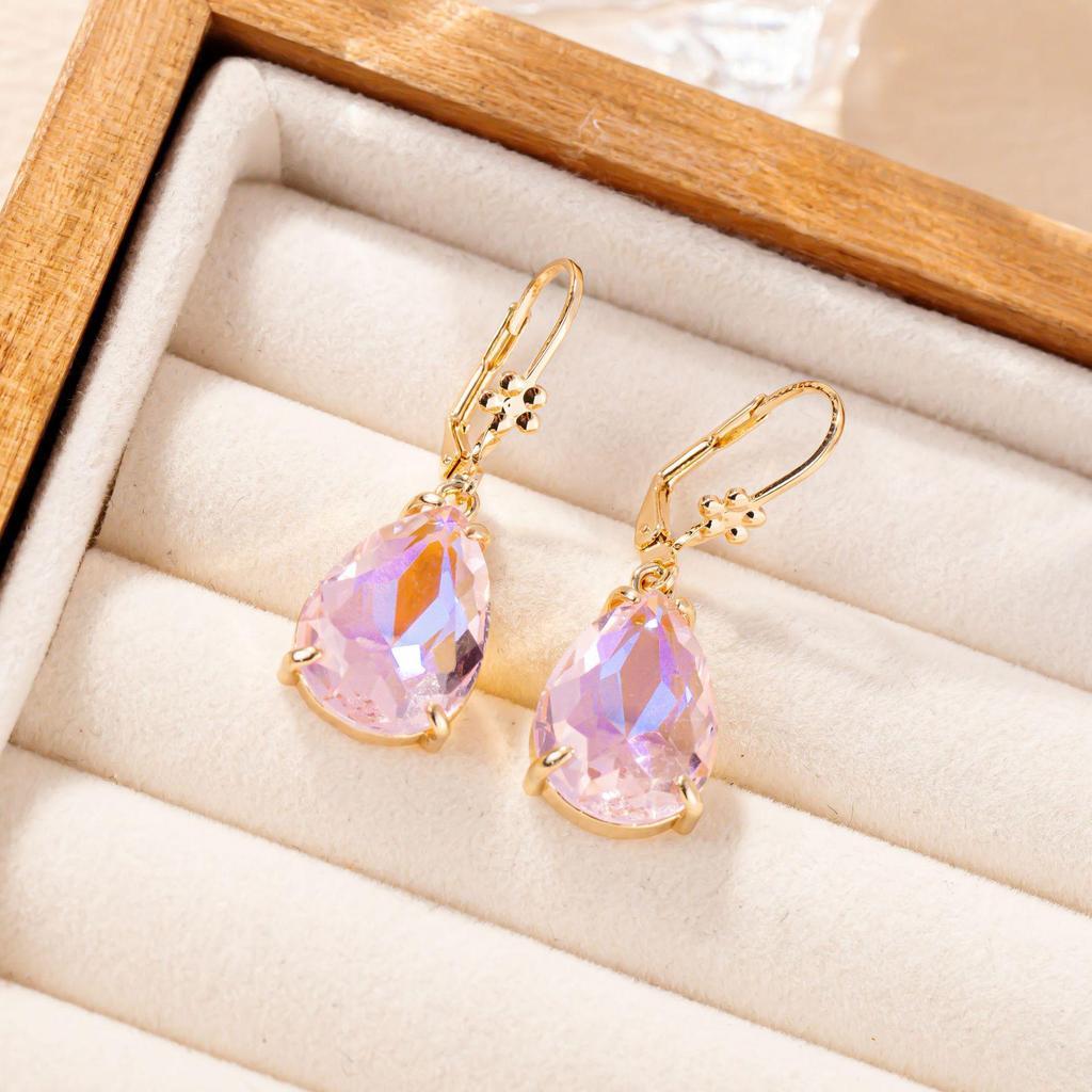 Korean Fashion Water Drop Tassel Earrings - Retro Gemstone Court Style, Simple & Elegant for Women
