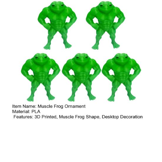 1/2/3/4/5Pcs 3D Printed Muscle Frog Statue PLA Green Frog Figurine Home Office Desktop Decoration Ornament Fitness Enthusiasts Gift
