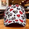 Valentine's Heart Leopard Spots Print Classic Baseball Cap Lightweight Polyester Duckbill Hat Adjustable Design Perfect