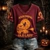 Women's Halloween V-Neck Short Sleeve T-Shirt Casual Printed Tee Top