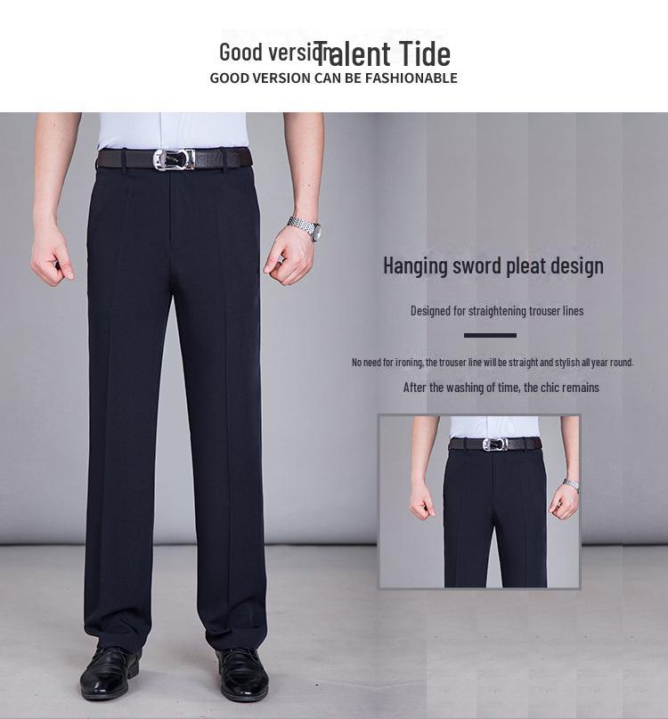 Men's Summer Mulberry Silk High-Waist Loose White Trousers