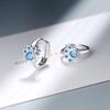 Cute Blue Cat Paw Print Zirconium Earrings - Korean Style (EH530)