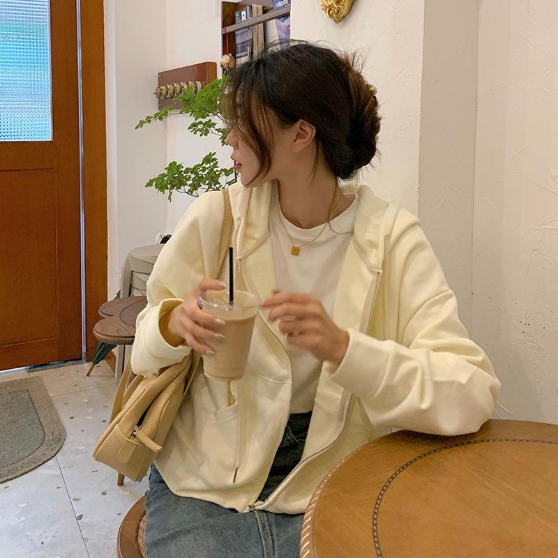 2023 Early Autumn Women's Korean Style Hooded Zipper Cardigan - Trendy, Lightweight, Loose-Fit Outerwear
