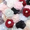 3pcs 5cm Mesh Fabric Flower Burned Edge Pearl Camellia Artificial Flowers For DIY Wedding Party Clothing Headwear Wreath Decor