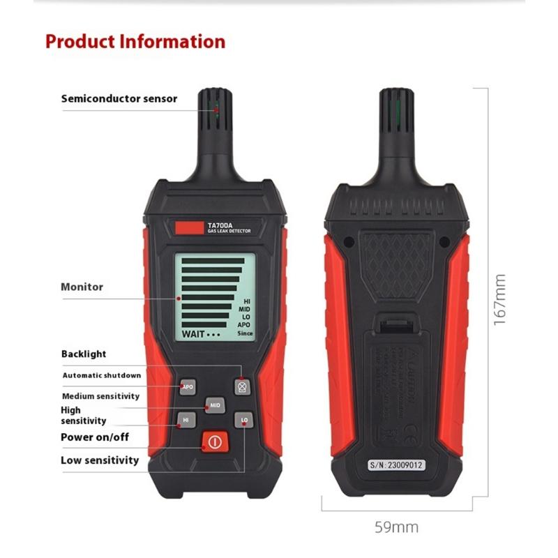 Gasleckdetektoren Brennbar 50~10000PPM Schallalarm Gasanalysatoren Gasleckagemessgerät LCD Umweltmessgerät Werkzeug