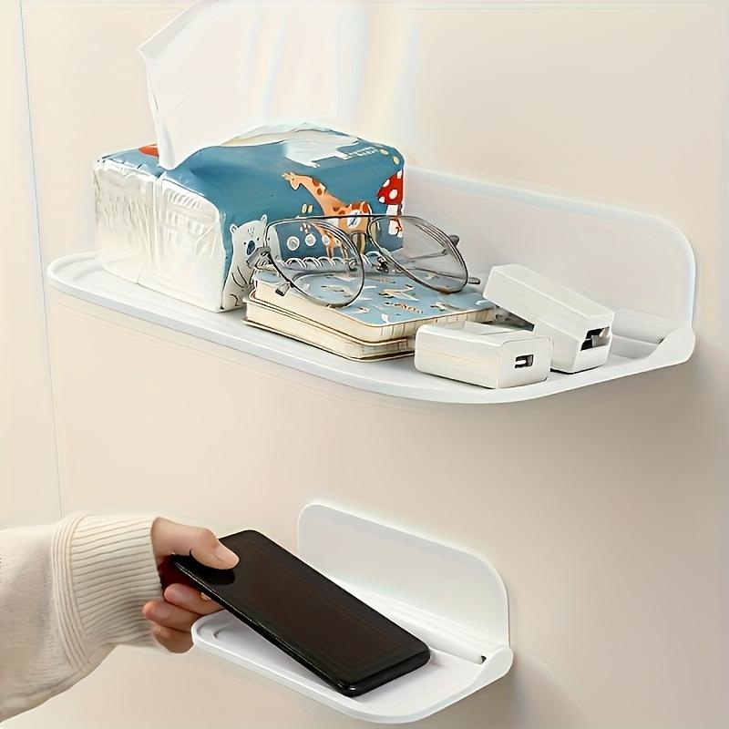 1 Stück Bohrfreies Wandmontiertes Klappregal - Langlebiges Kunststoff Klappbares Aufbewahrungsregal für Badezimmer, Küche, Schlafzimmer, Bürozubehör