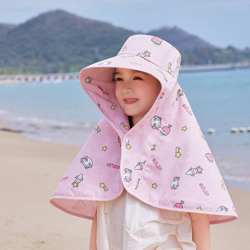 Summer Kids Sun Hat With Extended Neck Shield For Outdoor Sun Protection