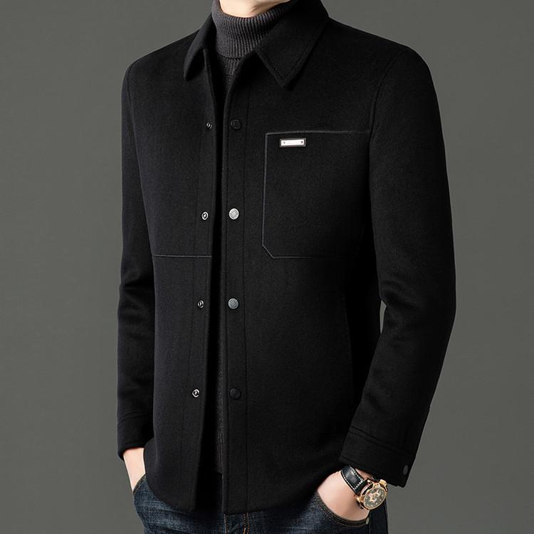 Hengyuanxiang Men's Wool-Down Detachable Jacket, 2025 Autumn Casual Lapel Coat